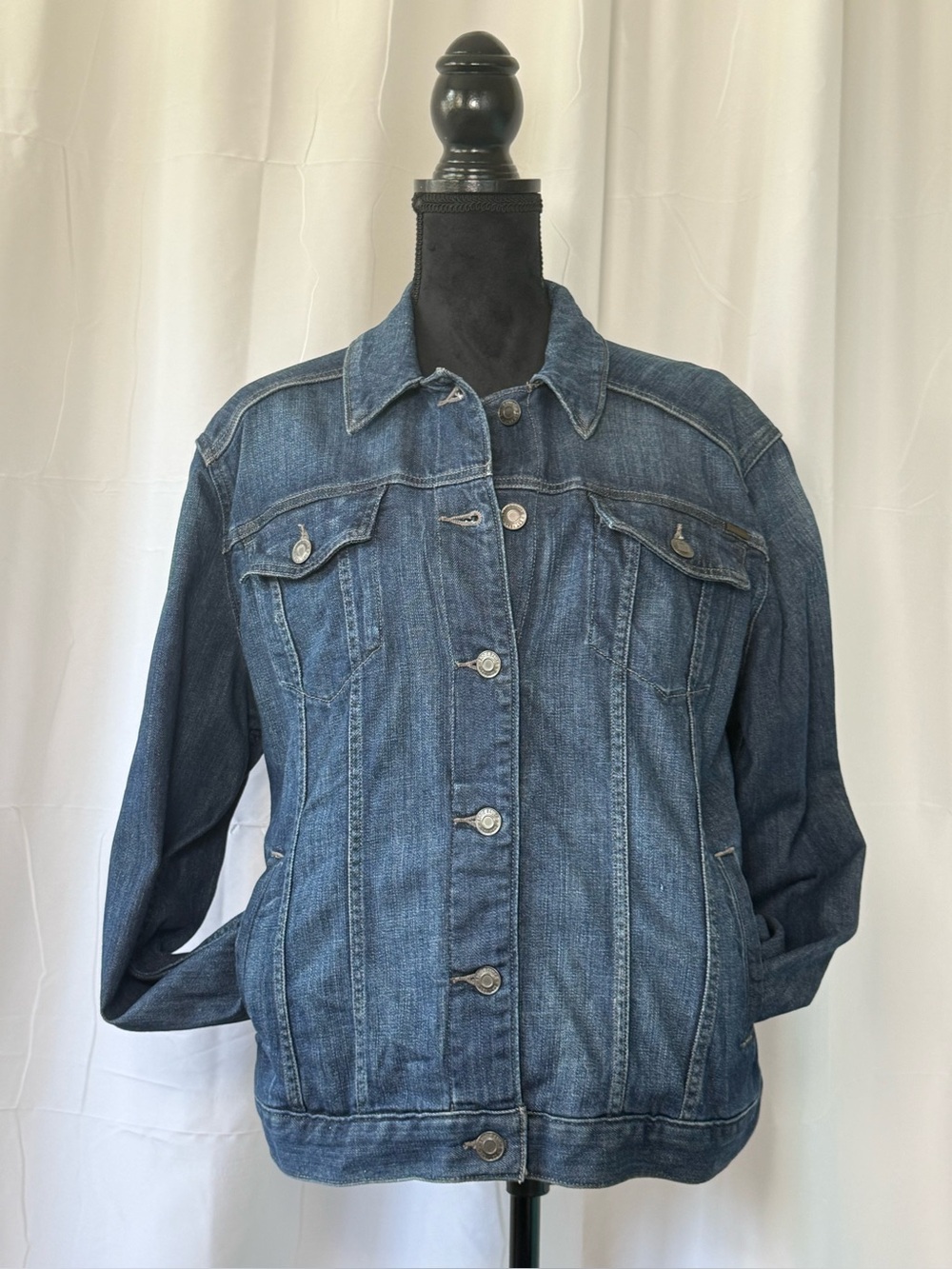 Eddie Bauer Specially Dyed Denim Trucker Jacket Plus Size XXL Blue Cotton Stretc